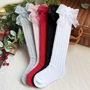 5 Pairs Girls' Bow-Knot Long Socks