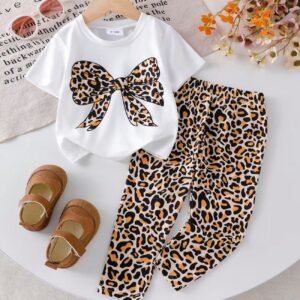 Girls' Casual Leopard Print Outfit